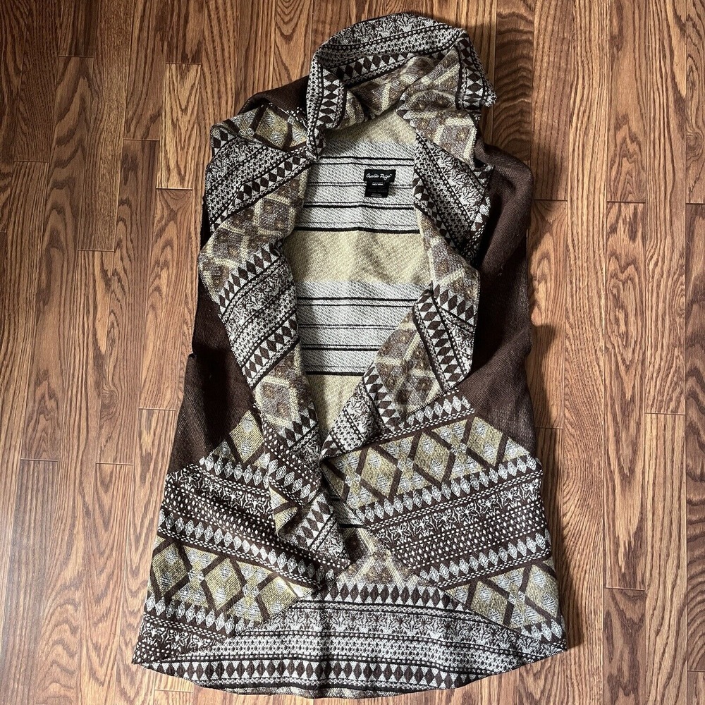 Charlie Paige‎ Women's Open Front Waterfall Sweater Vest Boho